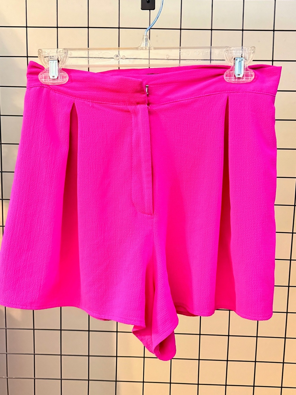 Topshop Hot Pink High Waist Pleated Shorts